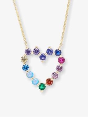 Melinda Maria Gold Heart Necklace with Multicolor Gemstones